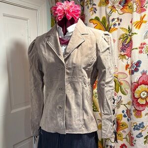 Chic Beige Women's Suede Blazer